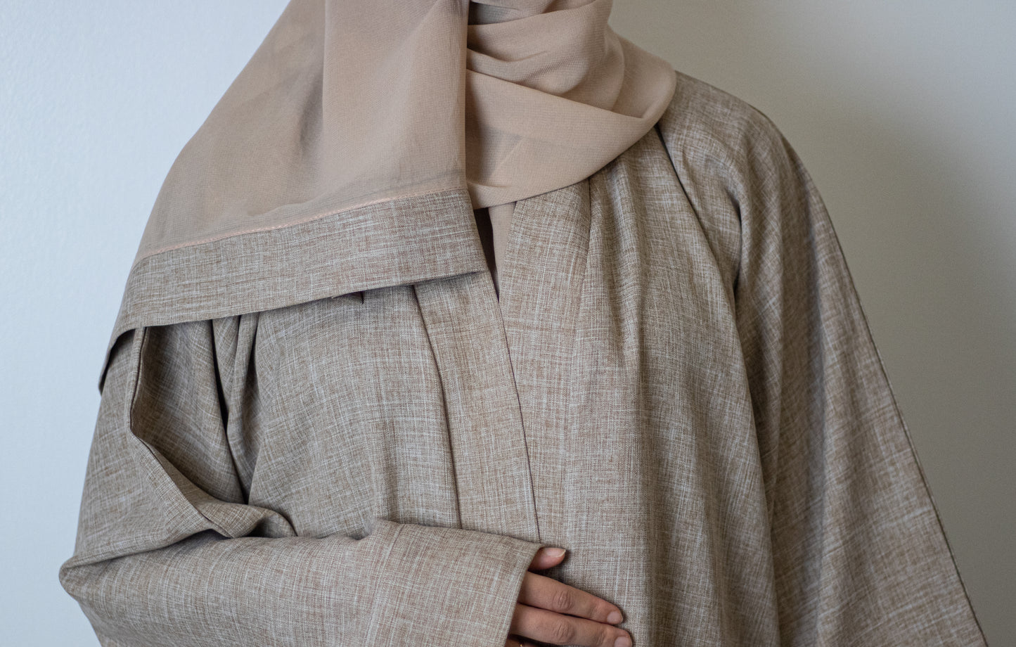 Caramel Beige Linen Abaya