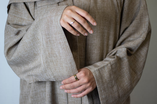 Caramel Beige Linen Abaya