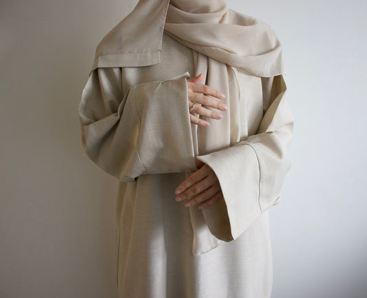 Ecru Linen Abaya